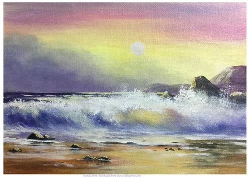 Surf at Sunset Original art for designer resources or card toppers