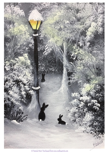 Rabbits in the Snow Original art for designer resources or card toppers