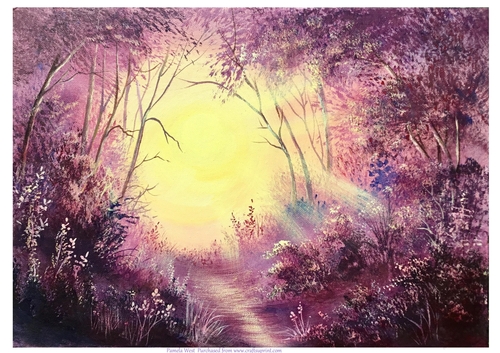 Purple Dawn Original art for designer resources or card toppers