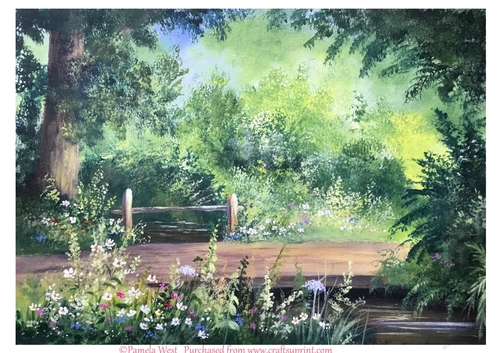 Bridge over the Stream Original art for designer resources or card toppers