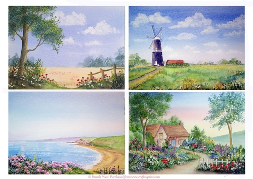 4 Summerl Mini watercolour toppers 
