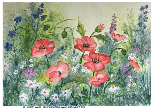 Poppy Field Original art for designer resources or card toppers
