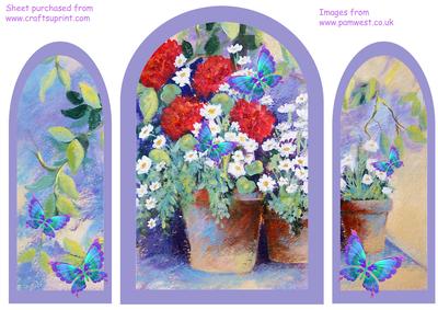 Daisies, Geraniums and Butterflies Gate Fold Card