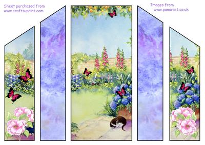 An English Country Garden with Butterflies Theatre Fold Card