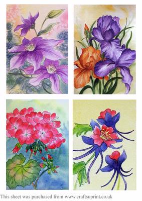 4 Watercolour Originals Floral Toppers