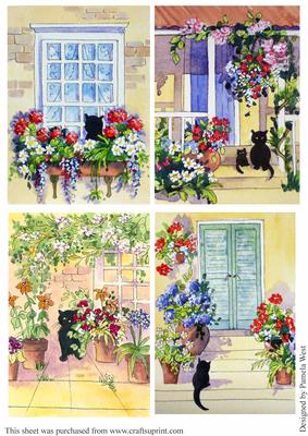 4 Cat Watercolour Toppers