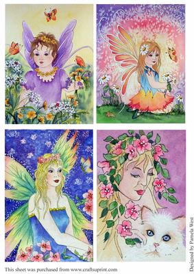 4 Watercolour Fairy Toppers