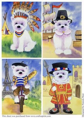 4 Westie Round the World Toppers