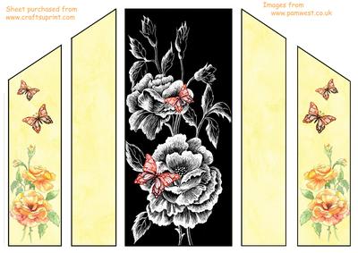 Theatre Fold Yellow Roses with Black and White Interior