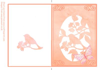Bird and Butterfly Silhouette/stencil Card
