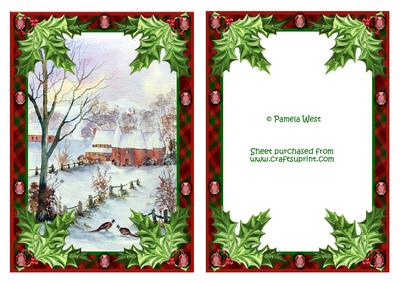 Oast Houses in Snow with Tartan Frame