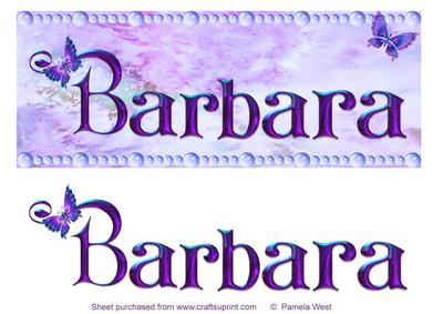 Barbara Name Topper with Butterflies