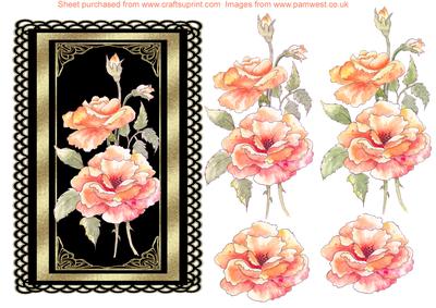 Elegant Rose Black and Gold Decoupage Card