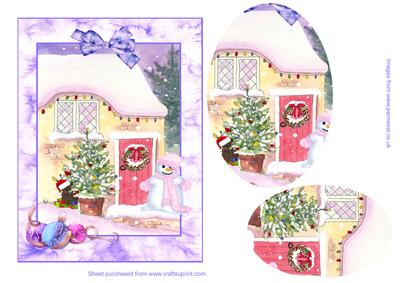 Cottage in Snow Step by Step Decoupage Card