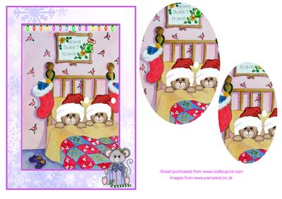 Twin Bears Waiting for Santa Step by Step Decoupage Card