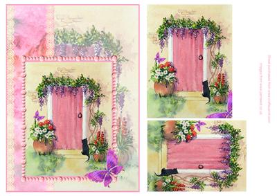 Wisteria Cottage, Cat and Butterfly Pyramid Card