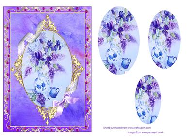 Iris and Lilac, Step by Step Decoupage Card with Lace Frame