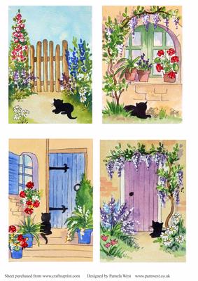 4 Cat Toppers from Original Watercolours