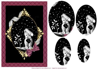 Christmas Westie with Tartan and Lace Decoupage