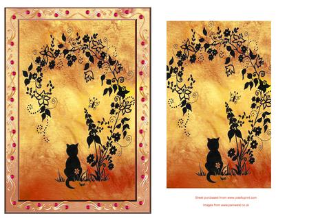 Cat on Gold Marble Decoupage Step by Step Kit