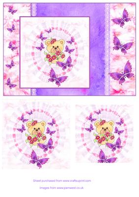 Bear and Butterflies Step by Step Decoupage Card