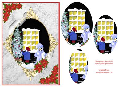 Snowman and Poinsettia Step by Step Decoupage Card