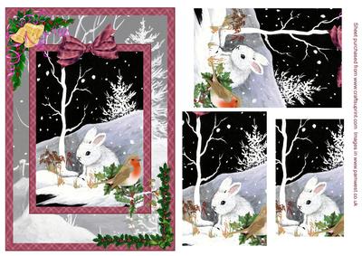 Rabbit in the Snow Step by Step Decoupage