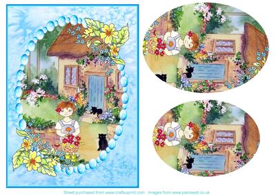 Country Cottage and Little Girl Step by Step Decoupage