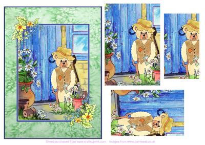 Gardening Bear by the Potting Shed Step by Step Decoupage