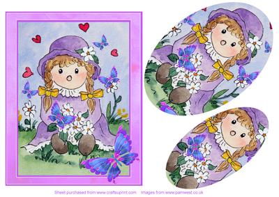 Rag Doll and Butterflies Step by Step Dcoupage Topper