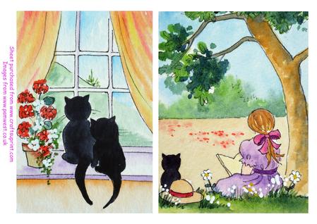 Original Watercolours Best Friends and Reading in the Shade