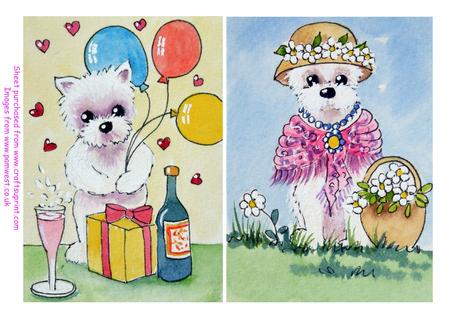 Celebration Westie and Grandma Westie Original Watercolours