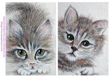 Ready to Pounce and Tabby Kitten. Original Art