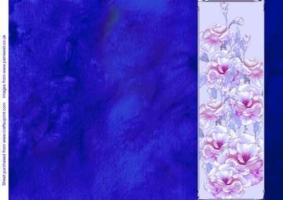 Rose and Crushed Silk Blank Card - Royal Blue Shade