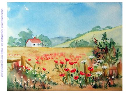 Poppy Field Original Watercolour Painting