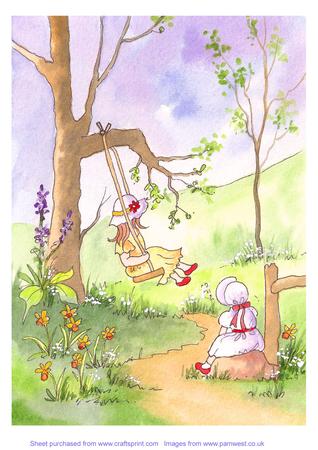 Original Watercolour Painting, on the Swing