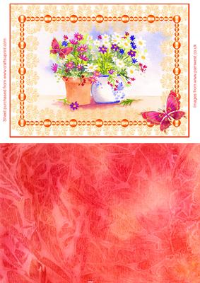 Pot of Flowers with Butterflies Topper and Background