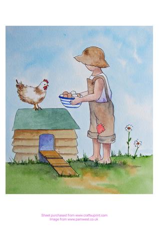 Original Watercolour Painting - Collecting Eggs