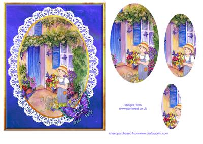 Cottage Garden with Butterflies and Lace Border Step by Step