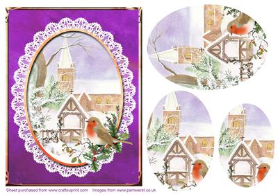 Church in Snow with Robin Step by Step Decoupage