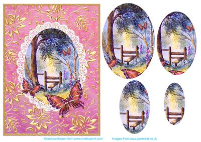 Butterflies in Woodland Decoupage Step by Step Topper