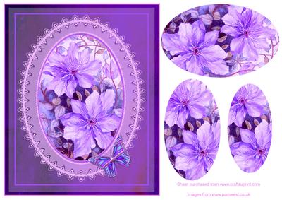 Blue Clematis with Butterfly Decoupage Sheet