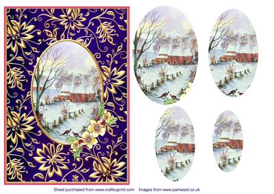 Oast Houses in Snow Step by Step Decoupage Topper