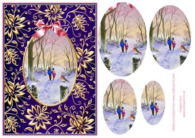 A Walk in the Snow Decoupage with Gilded Frame