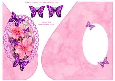 Over the Edge Tear Drop with Pink Clematis and Butterflies