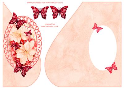 Over the Edge Tear Drop with Red Clematis and Butterflies