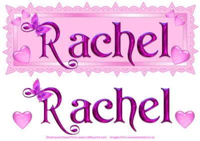Rachel Name Topper with Hearts