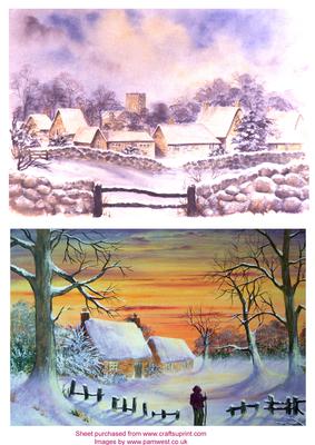 2 Winter Cottages Toppers - Original Art