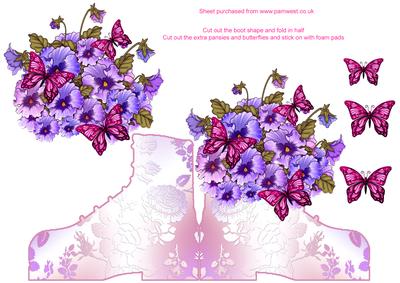 Boot with Pansies Decoupage Card