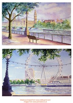 Big Ben and London Eye Watercolour Toppers